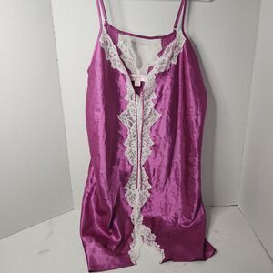 Oscar de la Renta Pink Label Sexy Short Slip Chemise XL Nightgown Satin/Lace